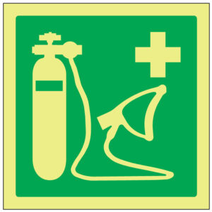 SINAL DE EMERGÊNCIA - MÁSCARA DE REANIMAÇÃO COM GARRAFA DE O2 (E437) - Emergência - Sinalização
