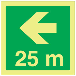 SINAL DE EMERGÊNCIA - VIA DE EVACUAÇÃO À ESQUERDA A 25 M (E468) - Emergência - Sinalização