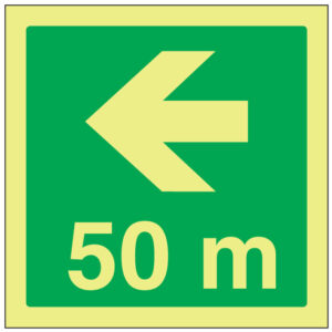 SINAL DE EMERGÊNCIA - VIA DE EVACUAÇÃO À ESQUERDA A 50 M (E469) - Emergência - Sinalização