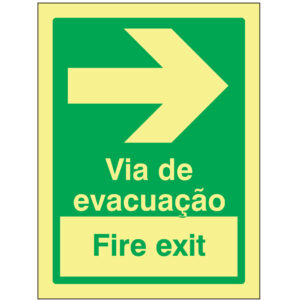 SINAL DE EMERGÊNCIA - VIA DE EVECUÇÃO / FIRE EXIT À DIREITA (E507) - Emergência - Sinalização