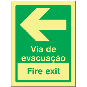 SINAL DE EMERGÊNCIA - VIA DE EVECUÇÃO / FIRE EXIT À ESQUERDA (E508) - Emergência - Sinalização
