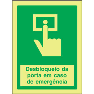 SINAL DE EMERGÊNCIA - DESBLOQUEIO DE PORTA EM CASO DE EMERGÊNCIA (E550) - Emergência - Sinalização