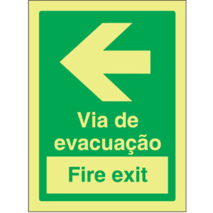 SINAL DE EMERGÊNCIA - VIA DE EVACUAÇÃO / FIRE EXIT À ESQUERDA (E557) - Emergência - Sinalização