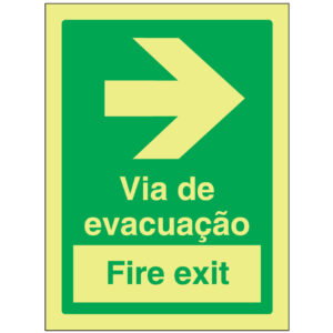 SINAL DE EMERGÊNCIA - VIA DE EVACUAÇÃO / FIRE EXIT À DIREITA (E558) - Emergência - Sinalização