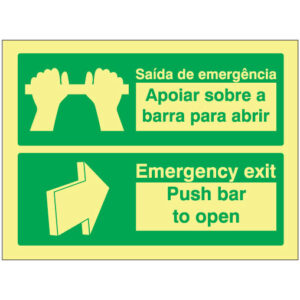 SINAL DE EMERGÊNCIA - SAÍDA DE EMERGÊNCIA / APOIAR SOBRE A BARRA PARA ABRIR (E600) - Emergência - Sinalização