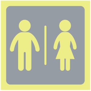 SINAL DE IDENTIFICAÇÃO DE ESPAÇOS - INSTALAÇÕES SANTÁRIAS MASCULINAS I FEMININAS (F110) - Identificação de Espaços - Sinalização