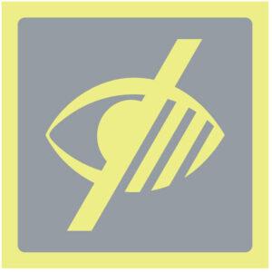 SINAL DE IDENTIFICAÇÃO DE ESPAÇOS - INSTALAÇÕES ONDE EXISTEM DISPOSIÇÕES ESPECIAIS PARA UTILIZADORES COM LIMITAÇÕES VISUAIS (F150) - Identificação de Espaços - Sinalização