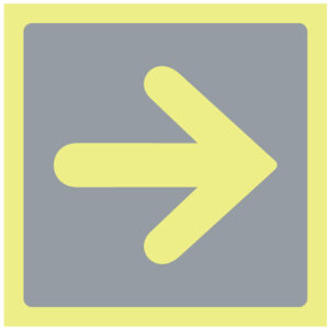 SINAL DE IDENTIFICAÇÃO DE ESPAÇOS - SETA PARA À DIREITA (F152) - Identificação de Espaços - Sinalização