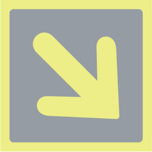 SINAL DE IDENTIFICAÇÃO DE ESPAÇOS - SETA PARA BAIXO À DIREITA (F153) - Identificação de Espaços - Sinalização