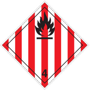SINAL DE PERIGO - SÓLIDOS INFLAMÁVEIS, SUBSTÂNCIAS AUTO-REATIVAS E EXPLOSIVOS SÓLIDOS INATIVOS - CLASSE 4 (G0931) - Perigo - Sinalização