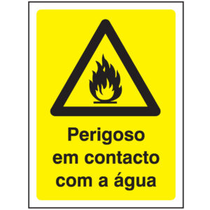 SINAL DE PERIGO - PERIGOSO EM CONTATO COM A ÁGUA (G589) - Perigo - Sinalização