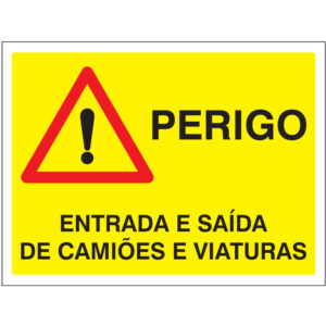 SINAL DE PERIGO - ATENÇÃO ENTRADA E SAÍDA DE VIATURAS (G713) - Perigo - Sinalização