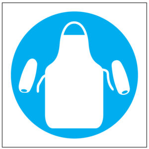 SINAL DE OBRIGAÇÃO - USAR AVENTAL E MANGUITOS DE PROTEÇÃO (O451) - Obrigação - Sinalização