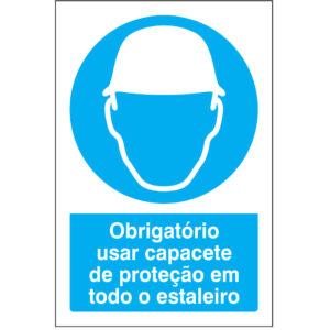 SINAL DE OBRIGAÇÃO - USO DE CAPACETE DE PROTEÇÃO EM TODO O ESTALEIRO (O502) - Obrigação - Sinalização