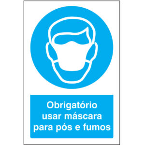 SINAL DE OBRIGAÇÃO - USO DE MÁSCARA DE PROTEÇÃO PARA POEIRAS E FUMOS (O513) - Obrigação - Sinalização