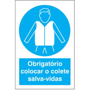 SINAL DE OBRIGAÇÃO - USO DE COLETE SALVA-VIDAS (O515) - Obrigação - Sinalização