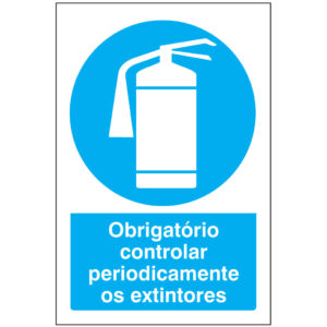 SINAL DE OBRIGAÇÃO - CONTROLAR PERIODICAMENTE OS EXTINTORES (O553) - Obrigação - Sinalização