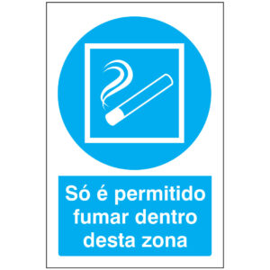 SINAL DE OBRIGAÇÃO - FUMAR APENAS NA ZONA DELIMITADA (O557) - Obrigação - Sinalização