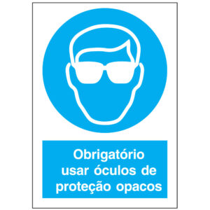 SINAL DE OBRIGAÇÃO - USO DE ÓCULOS DE PROTEÇÃO OPACOS (O576) - Obrigação - Sinalização
