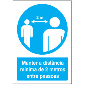 SINAL DE OBRIGAÇÃO - MANTER A DISTÂNCIA MINÍMA DE 2 METROS ENTRE PESSOAS (O601) - Obrigação - Sinalização