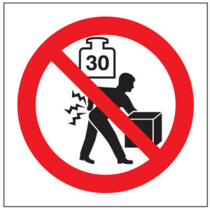 SINAL DE PROIBIÇÃO - LEVANTAR MAUNALMENTE CARGAS SUPERIORES A 30 KG (P389) - Proibição - Sinalização