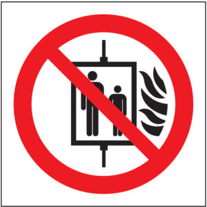 SINAL DE PROIBIÇÃO - UTILIZAR O ELEVDOR EM CASO DE INCÊNDIO (P437) - Proibição - Sinalização