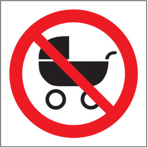 SINAL DE PROIBIÇÃO - ENTRADA COM CARRINHOS DE BEBÉ (P445) - Proibição - Sinalização