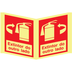 SINAL DE CONTRA INCÊNDIO - EXTINTOR DO OUTRO LADO (PA1024) - Contra Incêndio - Sinalização
