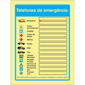 SINAL DE CONTRA INCÊNDIO - TELEFONES DE EMERGÊNCIA (S101) - Contra Incêndio - Sinalização
