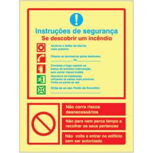 SINAL DE CONTRA INCÊNDIO - INSTRUÇÕES DE SEGURANÇA / INCÊNDIO (S104) - Contra Incêndio - Sinalização