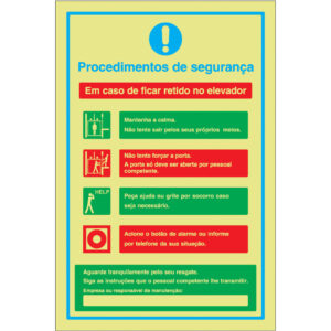 SINAL DE CONTRA INCÊNDIO - PROCEDIMENTOS DE SEGURANÇA / RETIDO NO ELEVADOR (S108) - Contra Incêndio - Sinalização