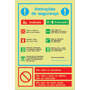 SINAL DE CONTRA INCÊNDIO - INSTRUÇÕES DE SEGURANÇA / INCÊNDIO E EVACUAÇÃO (S113) - Contra Incêndio - Sinalização